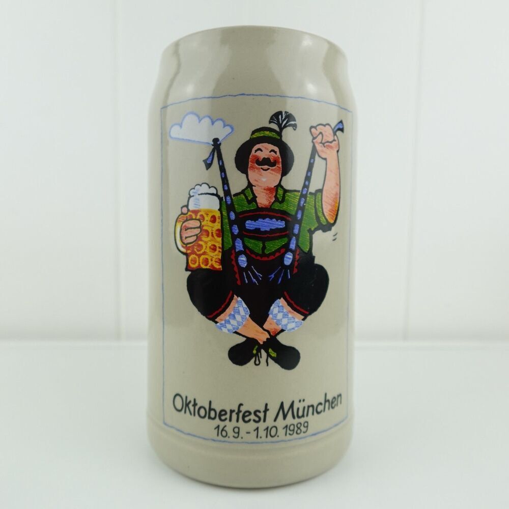 Rastal Stoneware Beer Stein Mug Oktoberfest Munchen 1989 Signed T Weyh